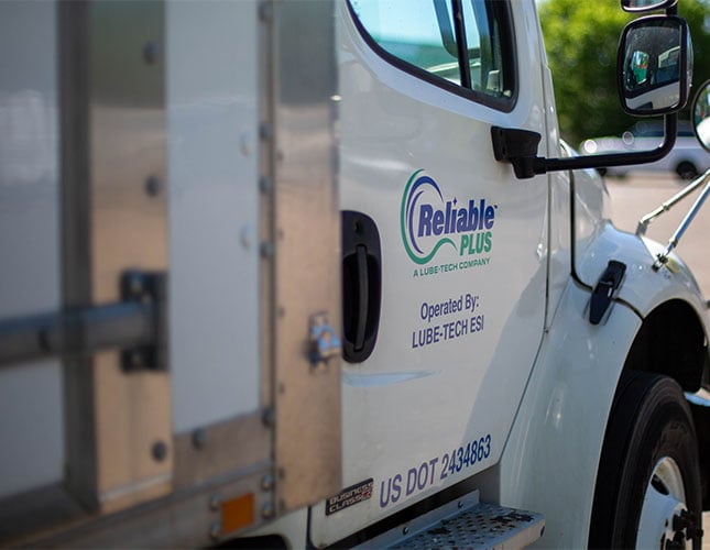 Close up of logo on Reliable Plus truck