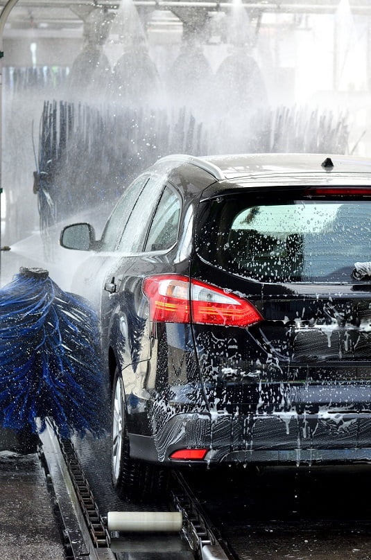 car inside car wash