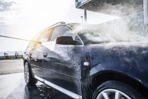 pressure washing car