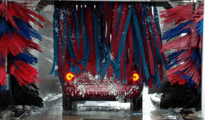 car inside car wash