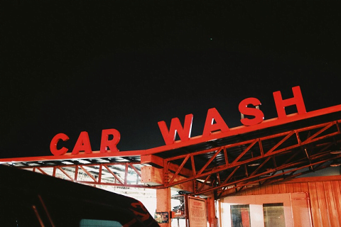 car wash sign on building