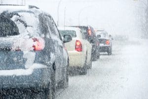 traffic in a snowstorm