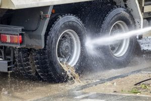 washing truck wheels