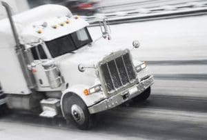 heavy-duty truck on snowy road